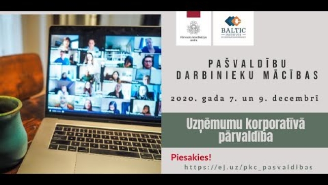 Pašvaldību darbinieku mācības par uzņēmumu korporatīvo pārvaldību 2020. gada 9. decembrī
